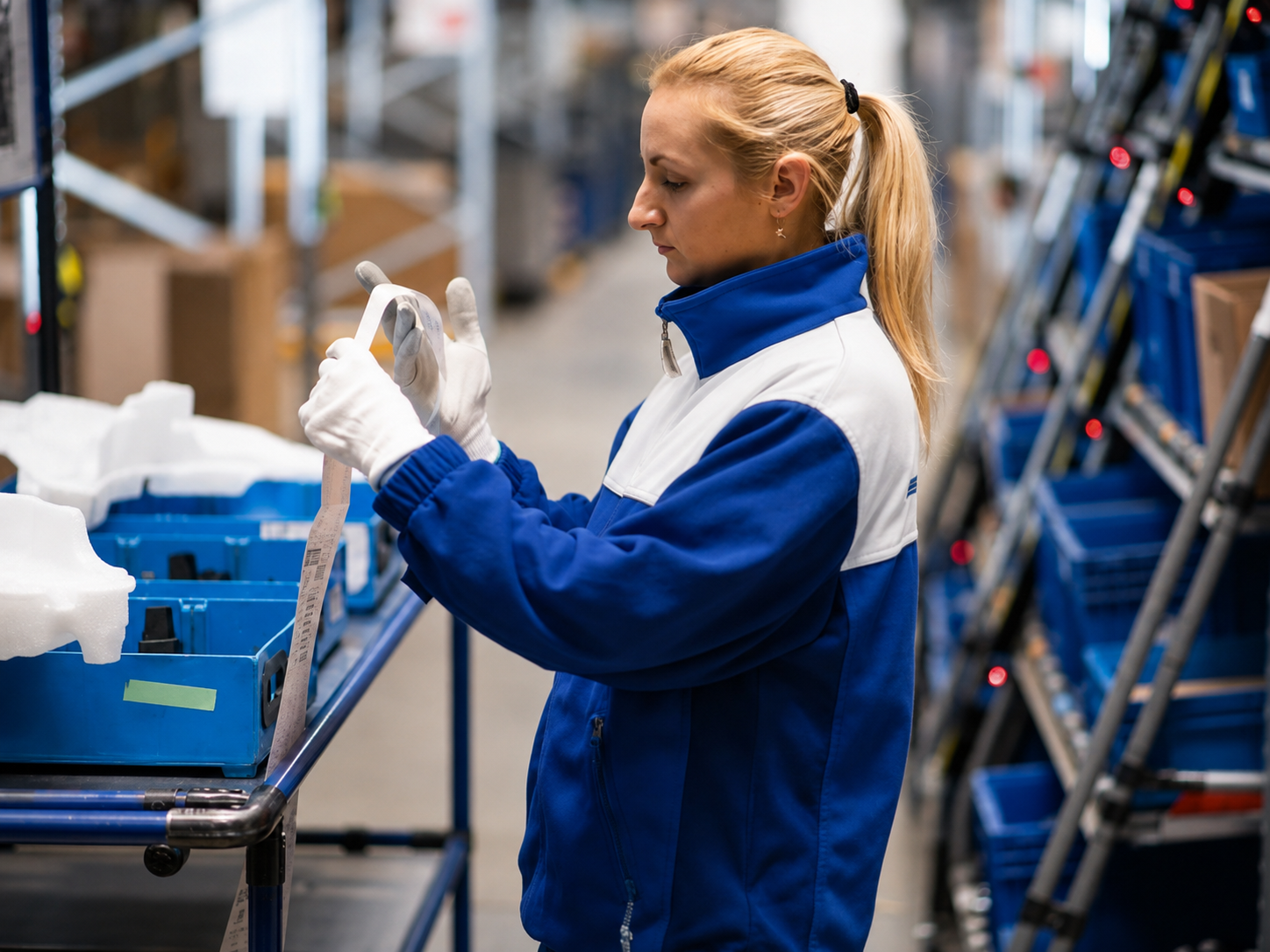 OPS Logistics trade and customs specialist reviewing shipment documentation